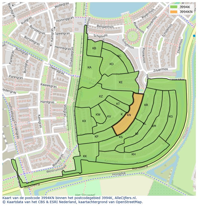 Afbeelding van het postcodegebied 3994 KN op de kaart.
