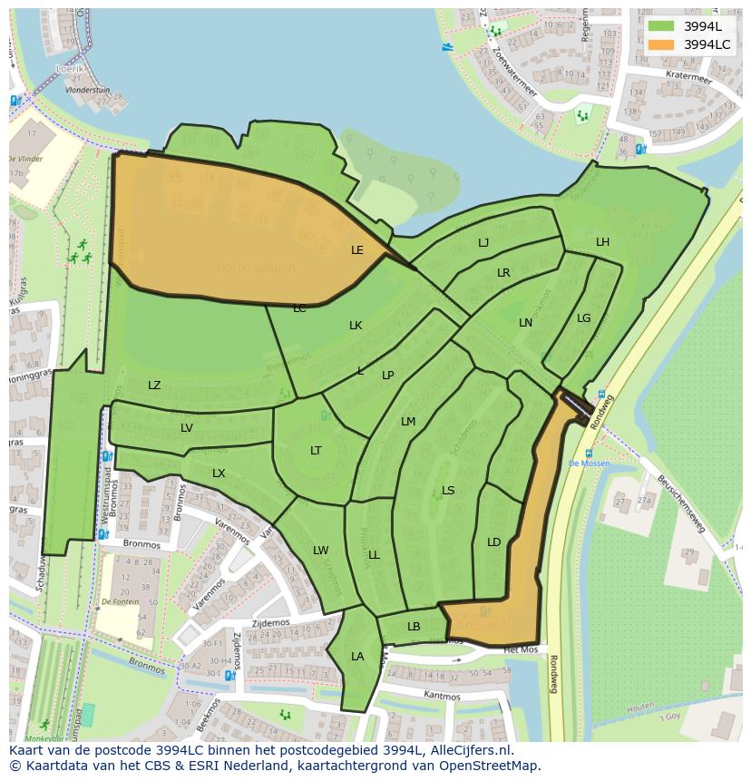 Afbeelding van het postcodegebied 3994 LC op de kaart.