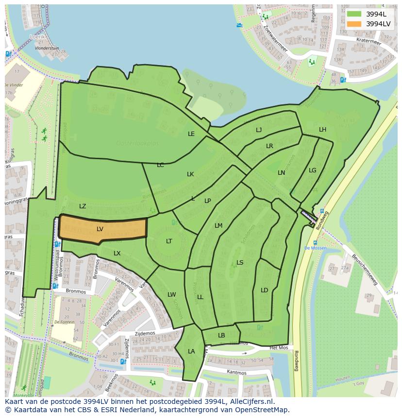 Afbeelding van het postcodegebied 3994 LV op de kaart.