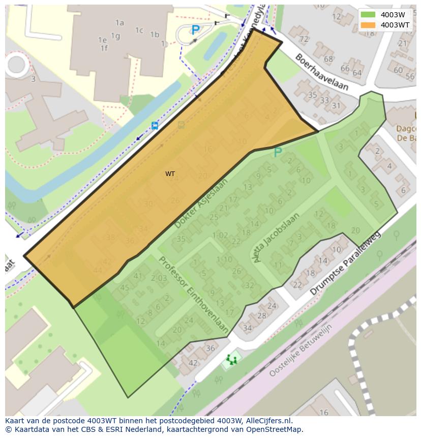 Afbeelding van het postcodegebied 4003 WT op de kaart.