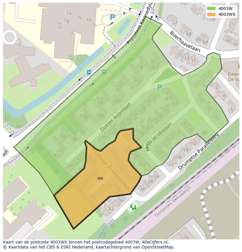 Afbeelding van het postcodegebied 4003 WX op de kaart.