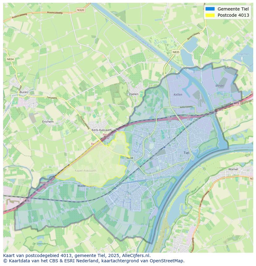 Afbeelding van het postcodegebied 4013 op de kaart.