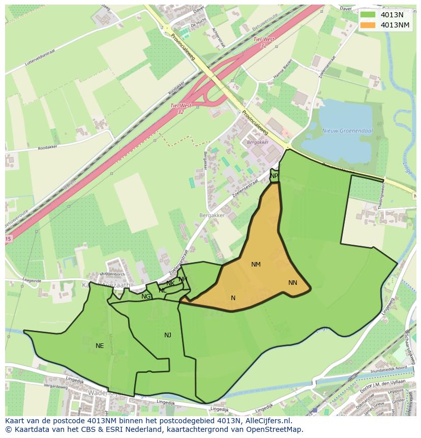 Afbeelding van het postcodegebied 4013 NM op de kaart.