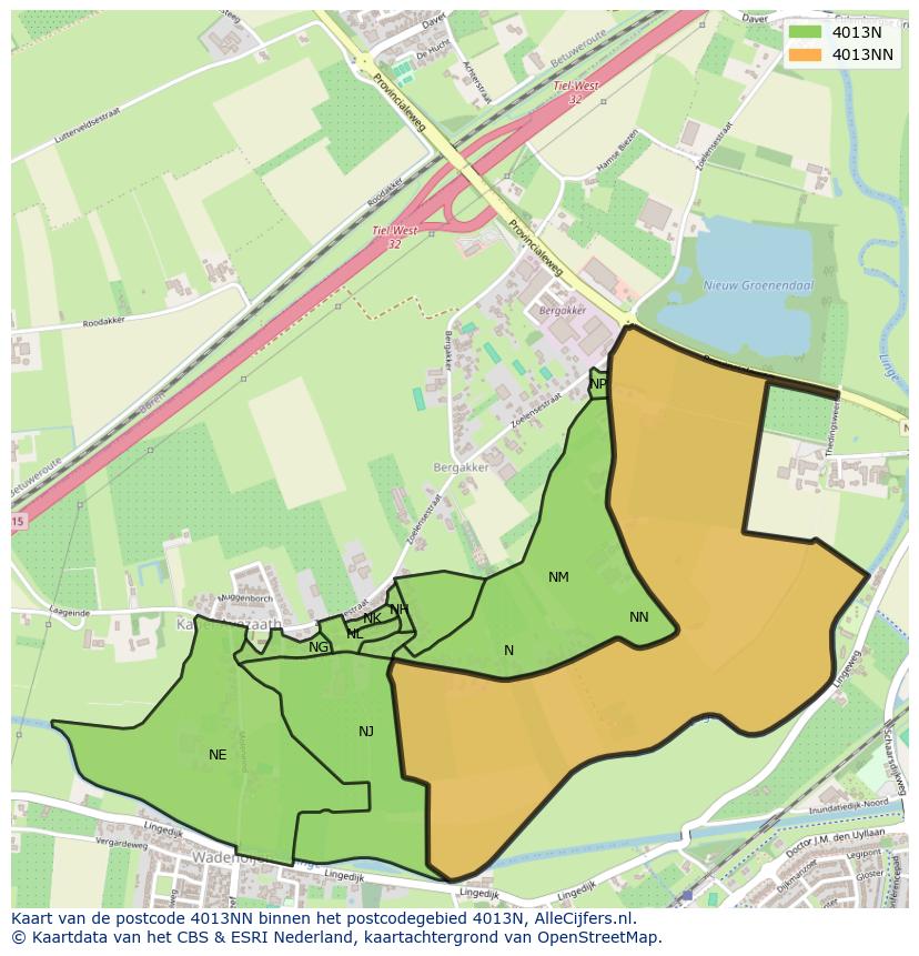 Afbeelding van het postcodegebied 4013 NN op de kaart.