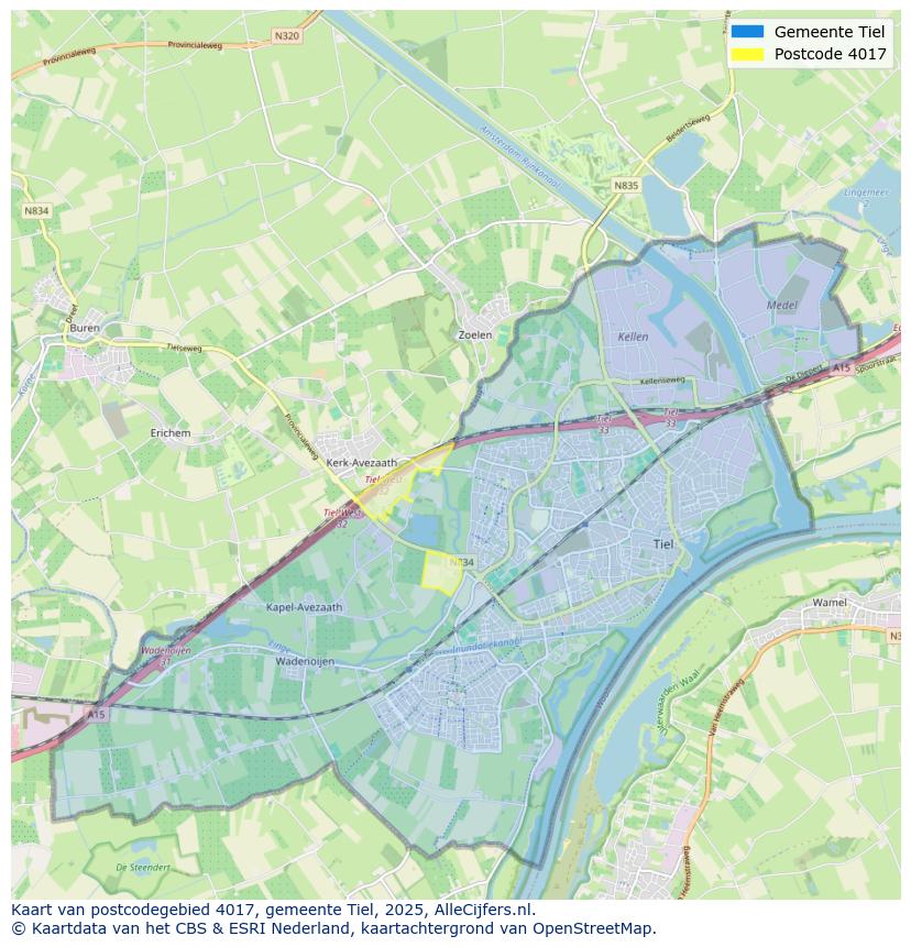 Afbeelding van het postcodegebied 4017 op de kaart.