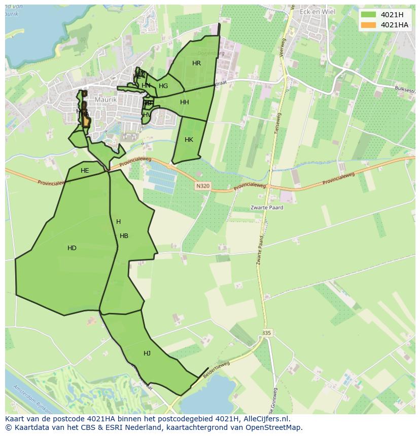 Afbeelding van het postcodegebied 4021 HA op de kaart.