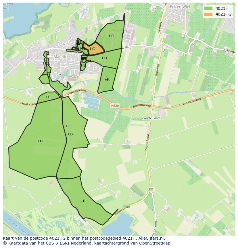 Afbeelding van het postcodegebied 4021 HG op de kaart.