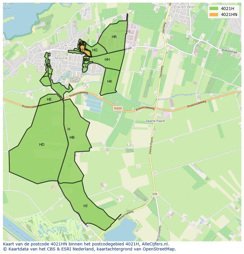 Afbeelding van het postcodegebied 4021 HN op de kaart.