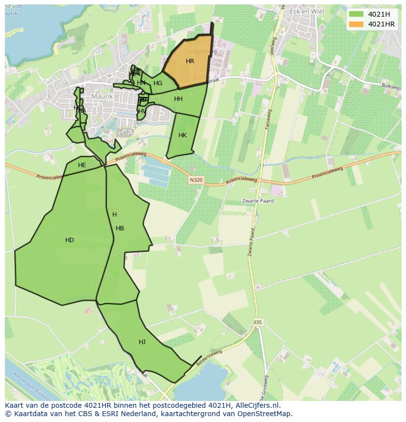 Afbeelding van het postcodegebied 4021 HR op de kaart.