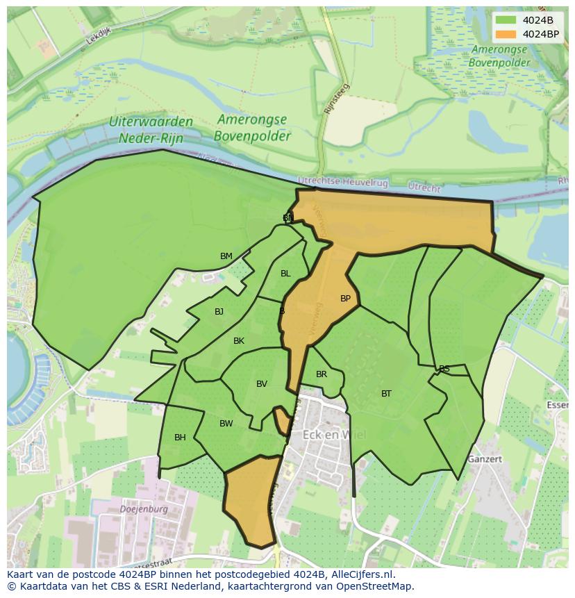 Afbeelding van het postcodegebied 4024 BP op de kaart.