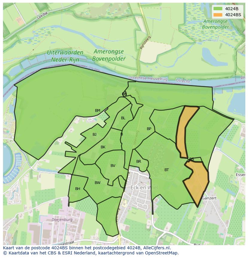Afbeelding van het postcodegebied 4024 BS op de kaart.