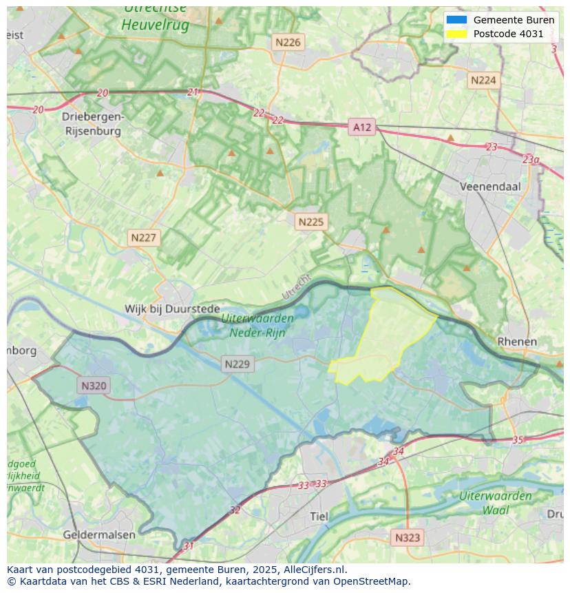 Afbeelding van het postcodegebied 4031 op de kaart.