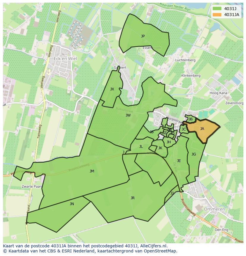 Afbeelding van het postcodegebied 4031 JA op de kaart.