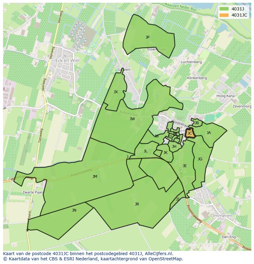Afbeelding van het postcodegebied 4031 JC op de kaart.