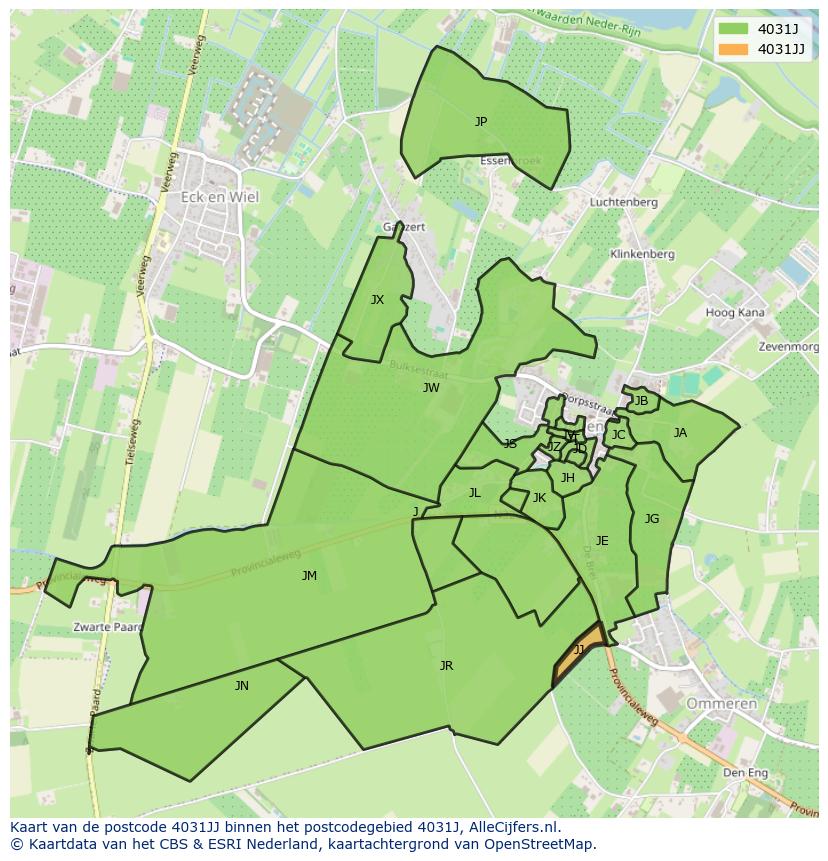 Afbeelding van het postcodegebied 4031 JJ op de kaart.