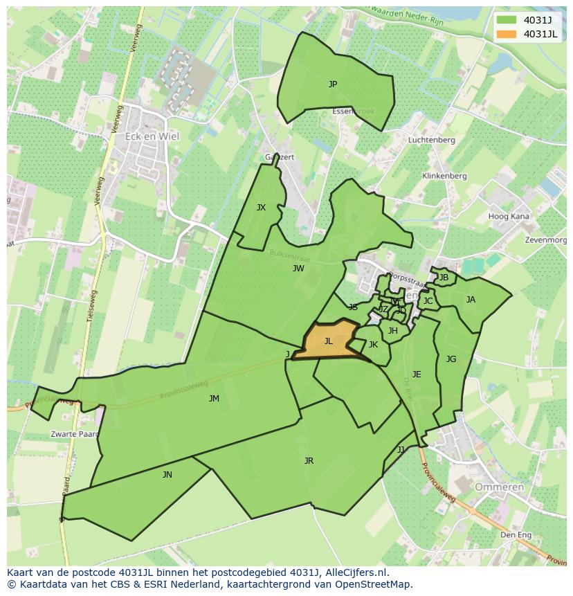 Afbeelding van het postcodegebied 4031 JL op de kaart.