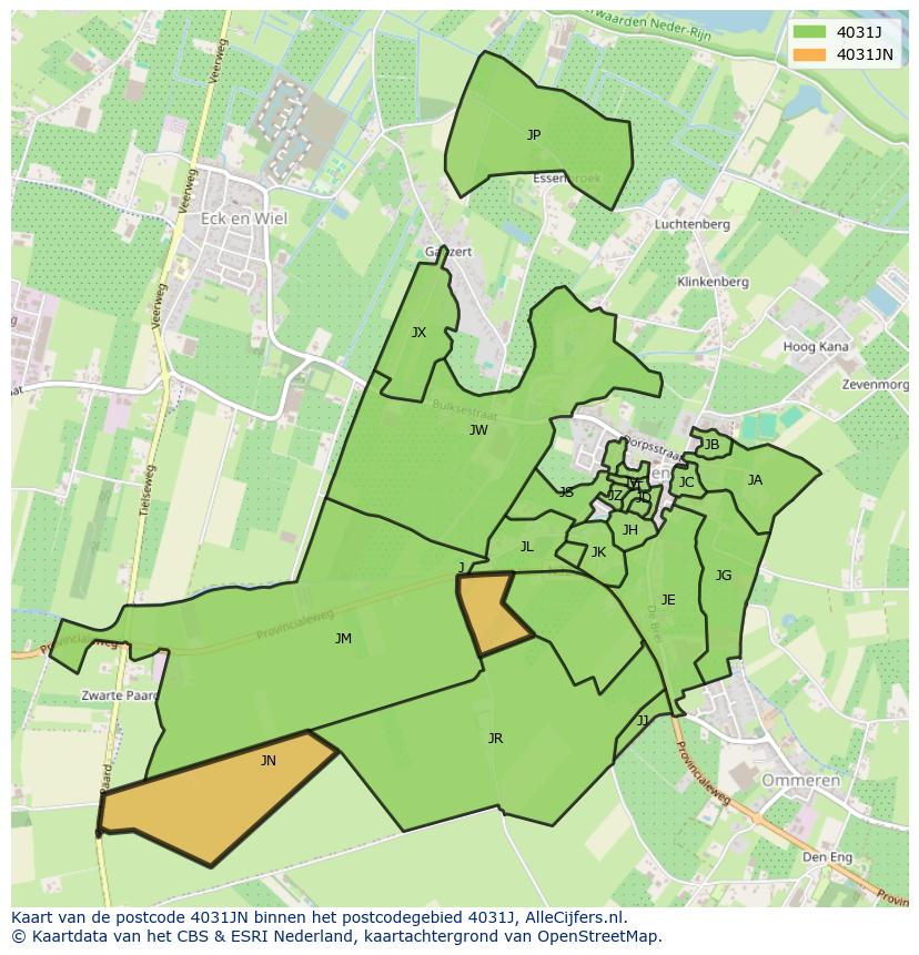 Afbeelding van het postcodegebied 4031 JN op de kaart.