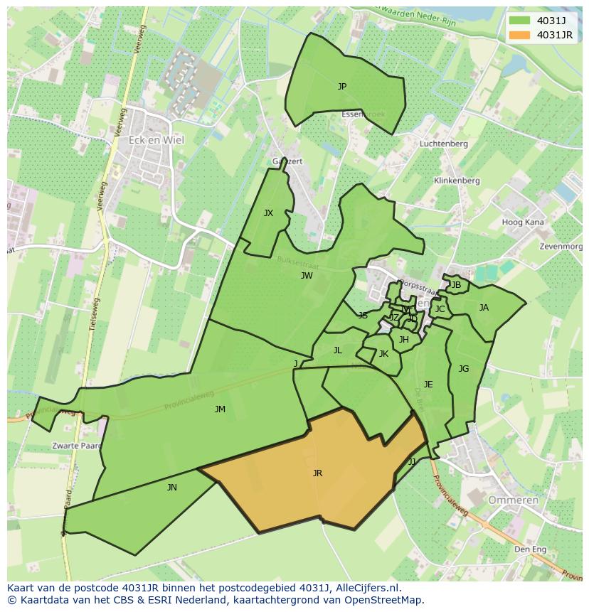 Afbeelding van het postcodegebied 4031 JR op de kaart.