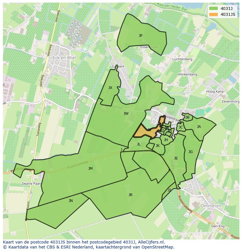 Afbeelding van het postcodegebied 4031 JS op de kaart.
