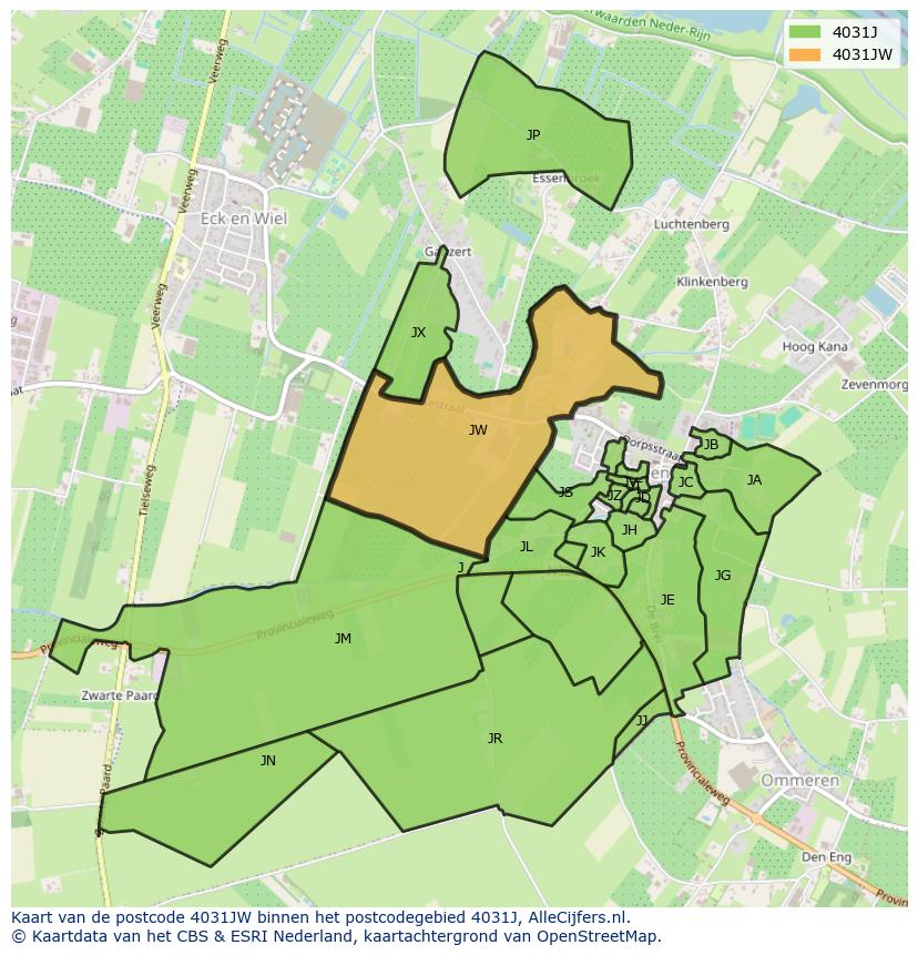 Afbeelding van het postcodegebied 4031 JW op de kaart.