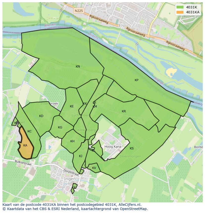 Afbeelding van het postcodegebied 4031 KA op de kaart.