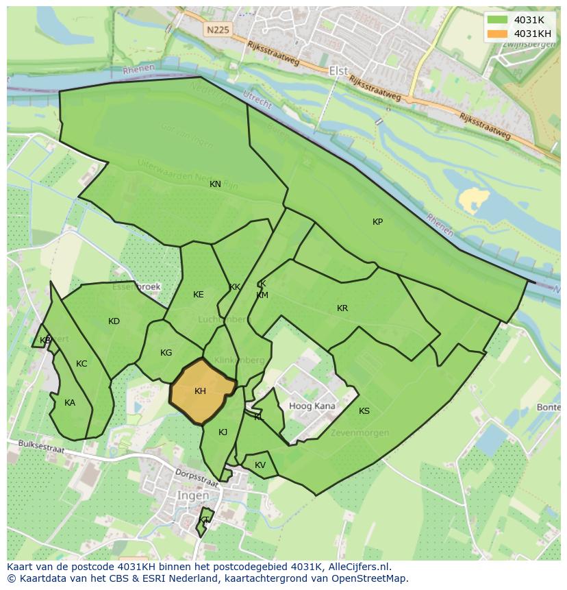 Afbeelding van het postcodegebied 4031 KH op de kaart.