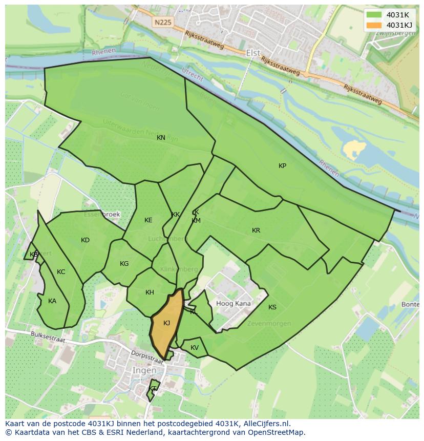 Afbeelding van het postcodegebied 4031 KJ op de kaart.