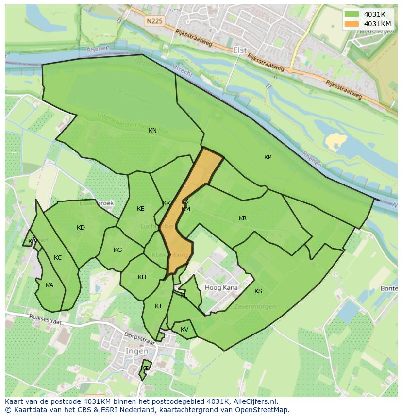 Afbeelding van het postcodegebied 4031 KM op de kaart.