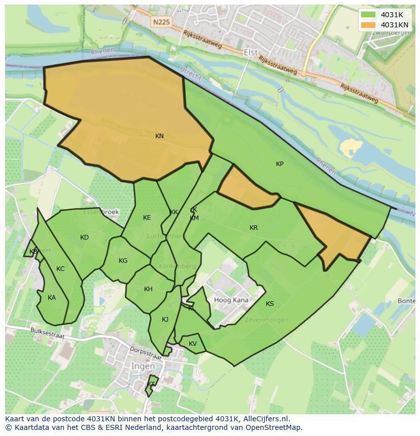 Afbeelding van het postcodegebied 4031 KN op de kaart.