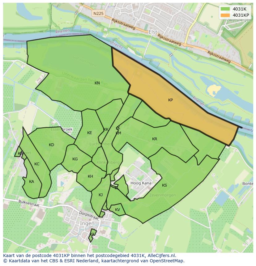 Afbeelding van het postcodegebied 4031 KP op de kaart.