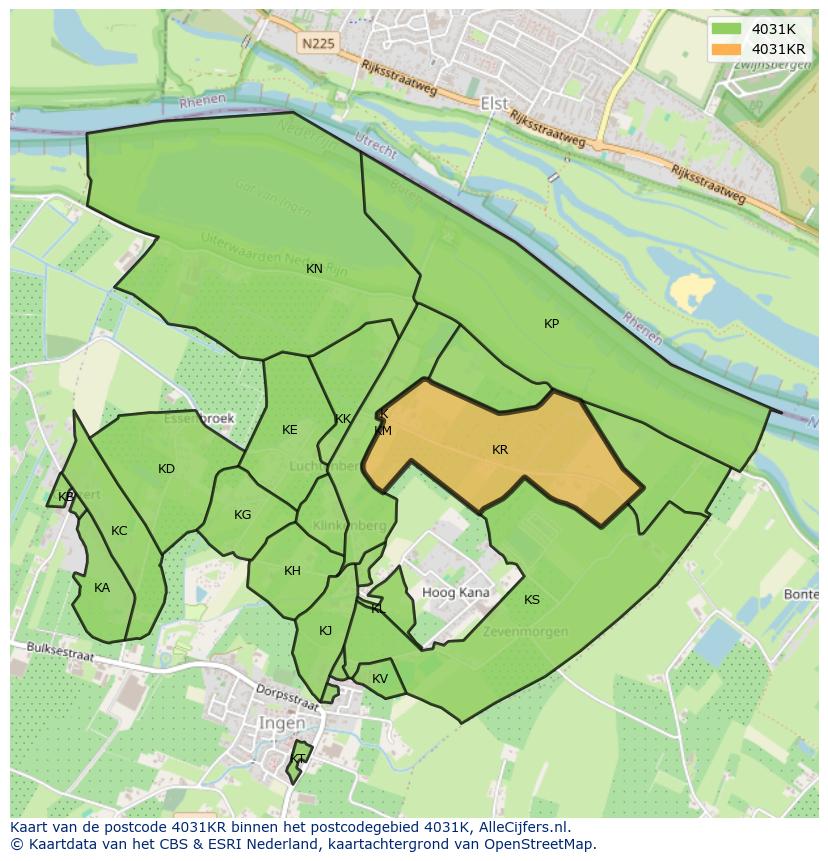 Afbeelding van het postcodegebied 4031 KR op de kaart.