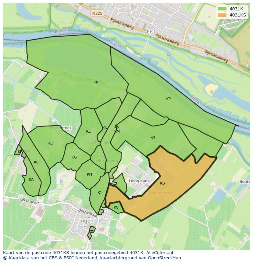 Afbeelding van het postcodegebied 4031 KS op de kaart.