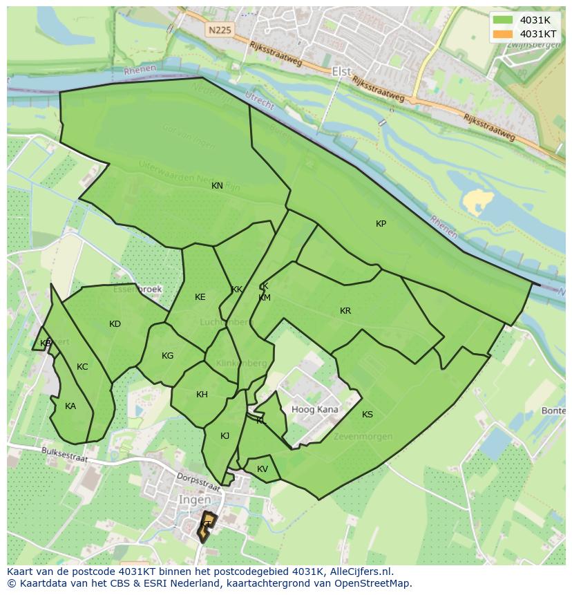 Afbeelding van het postcodegebied 4031 KT op de kaart.