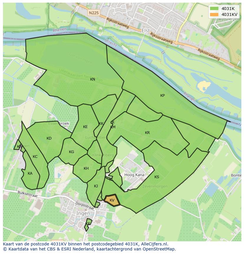 Afbeelding van het postcodegebied 4031 KV op de kaart.