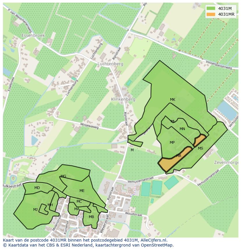 Afbeelding van het postcodegebied 4031 MR op de kaart.