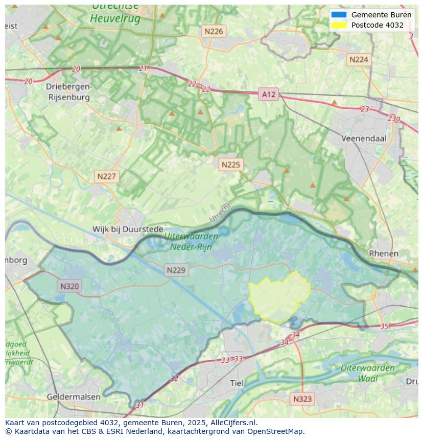 Afbeelding van het postcodegebied 4032 op de kaart.