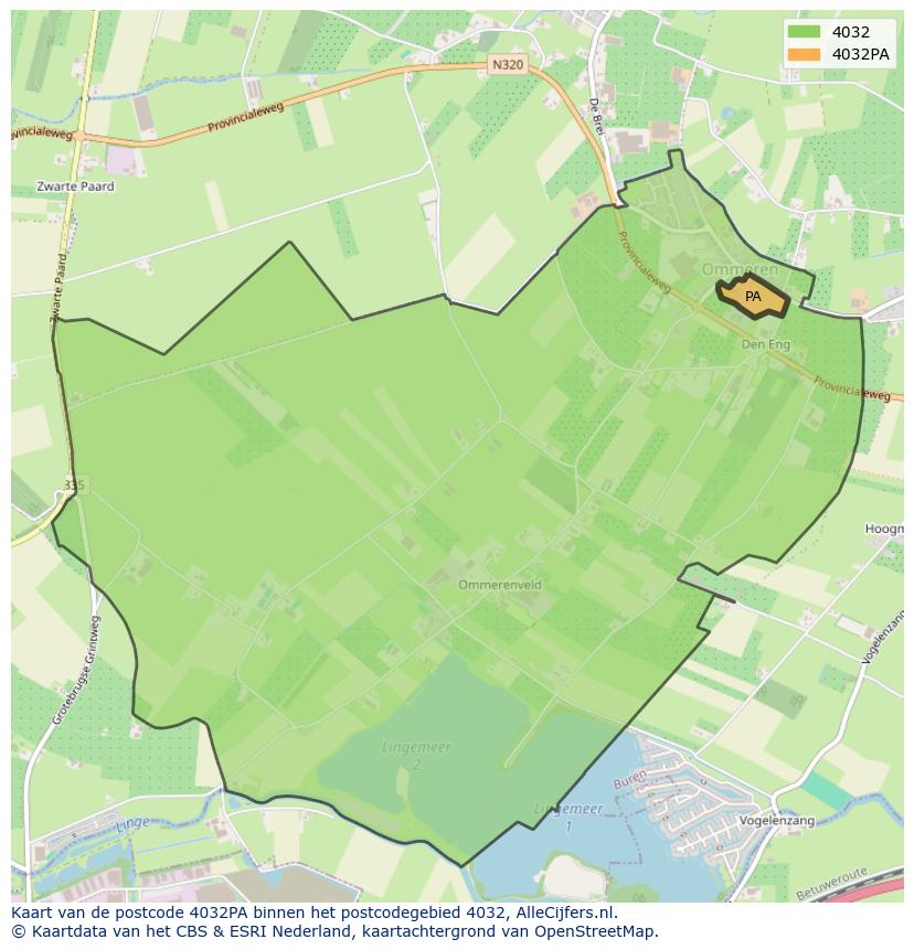 Afbeelding van het postcodegebied 4032 PA op de kaart.