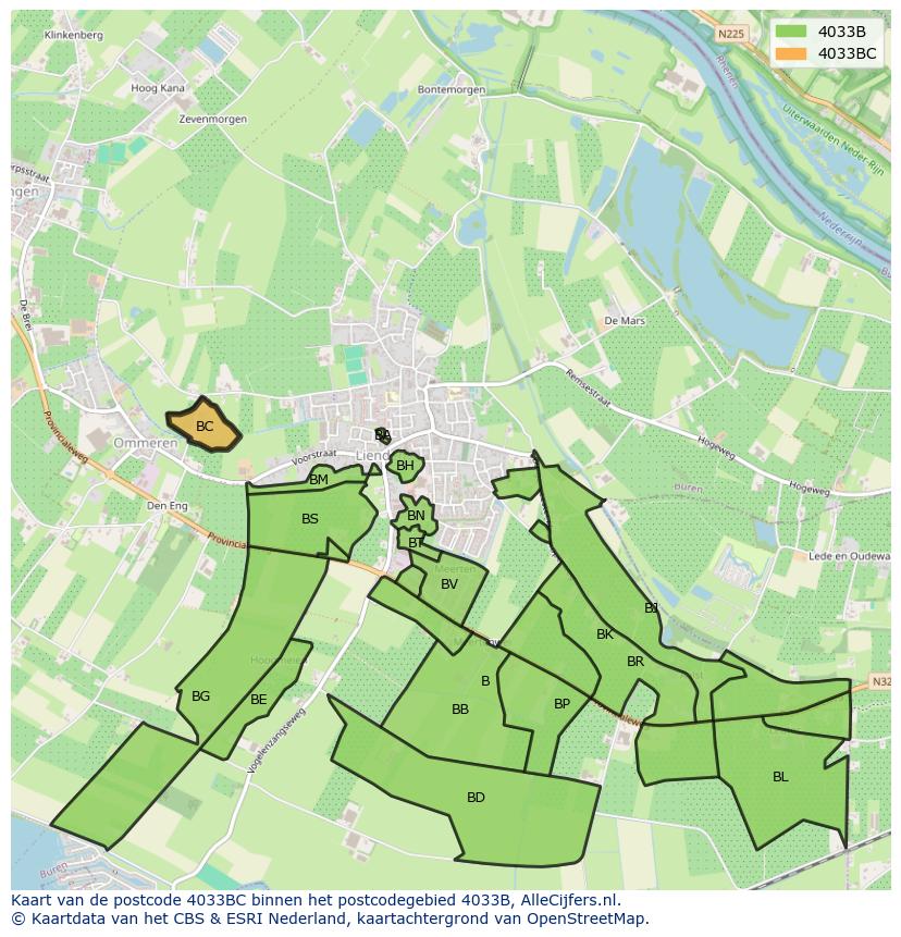 Afbeelding van het postcodegebied 4033 BC op de kaart.