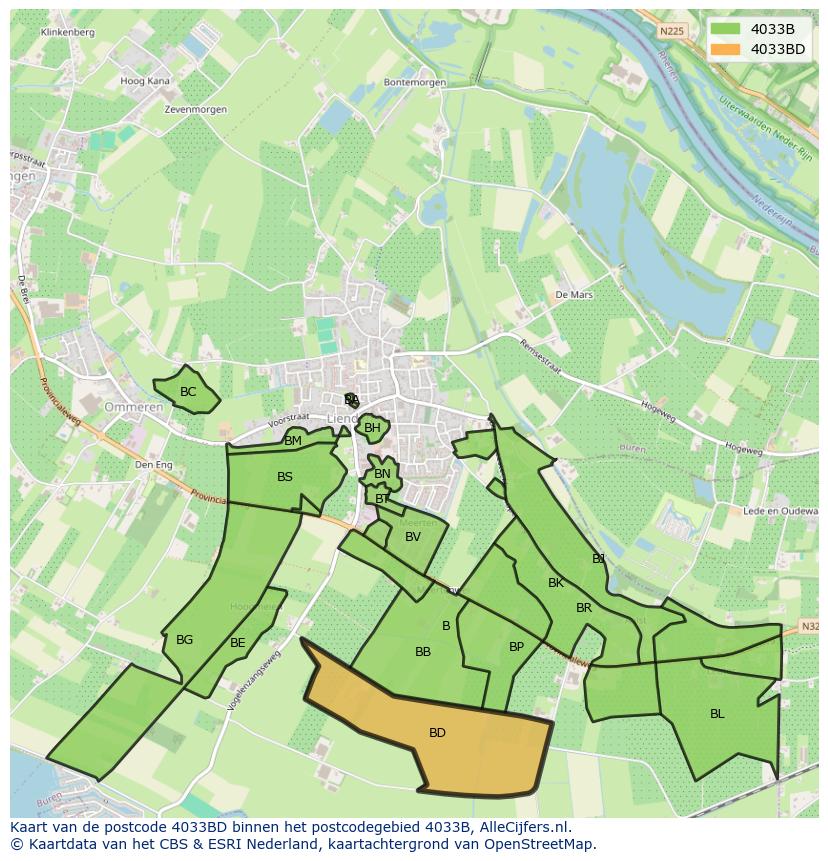 Afbeelding van het postcodegebied 4033 BD op de kaart.