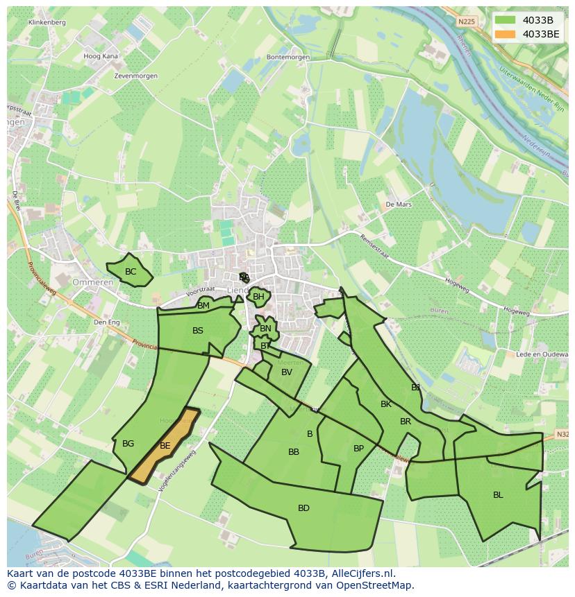 Afbeelding van het postcodegebied 4033 BE op de kaart.