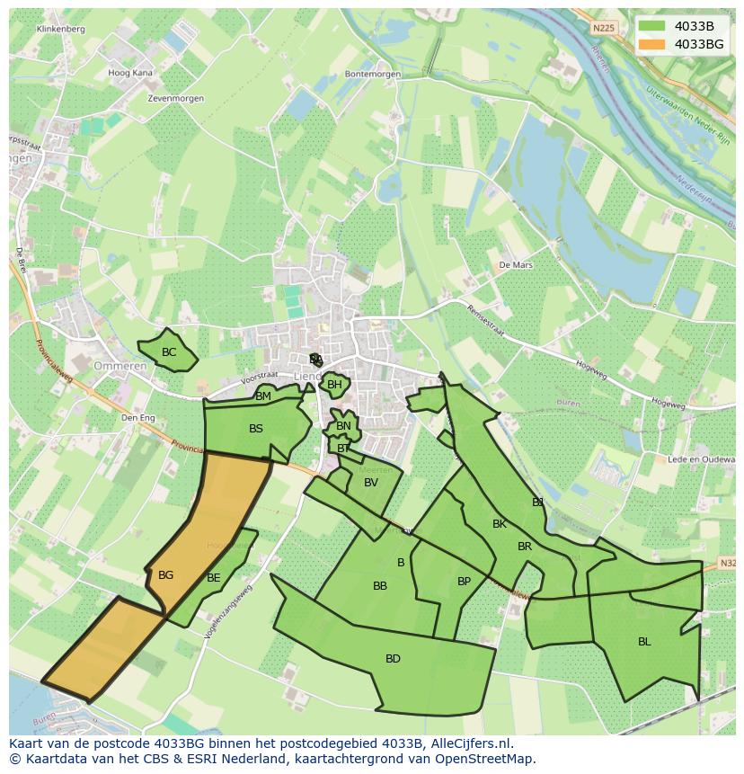 Afbeelding van het postcodegebied 4033 BG op de kaart.