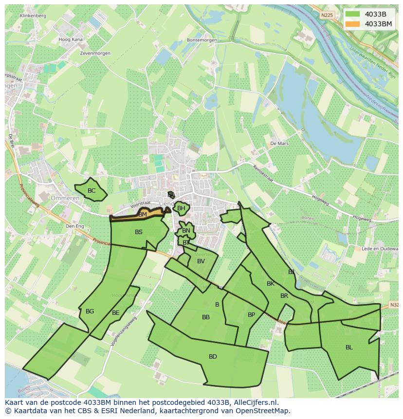 Afbeelding van het postcodegebied 4033 BM op de kaart.