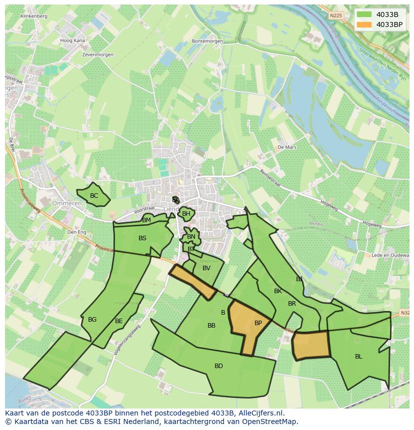 Afbeelding van het postcodegebied 4033 BP op de kaart.