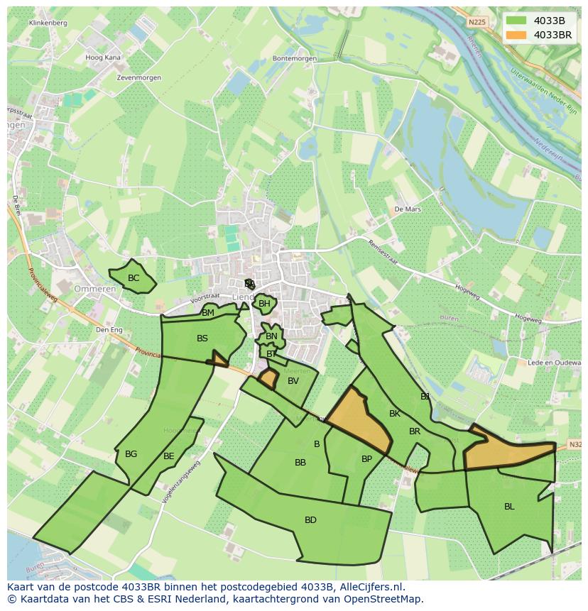 Afbeelding van het postcodegebied 4033 BR op de kaart.