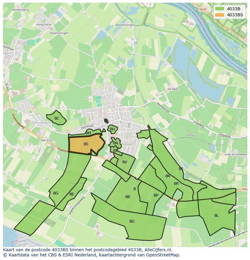 Afbeelding van het postcodegebied 4033 BS op de kaart.