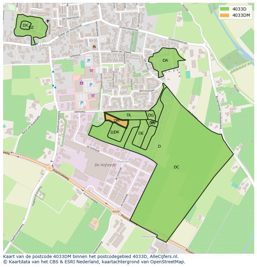 Afbeelding van het postcodegebied 4033 DM op de kaart.
