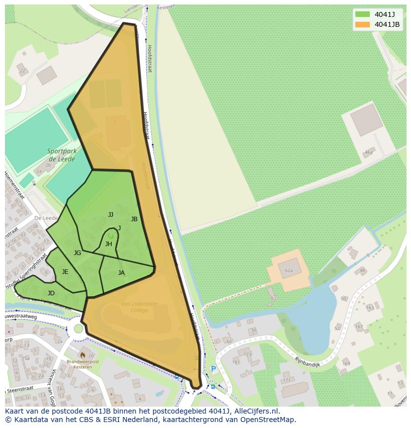 Afbeelding van het postcodegebied 4041 JB op de kaart.