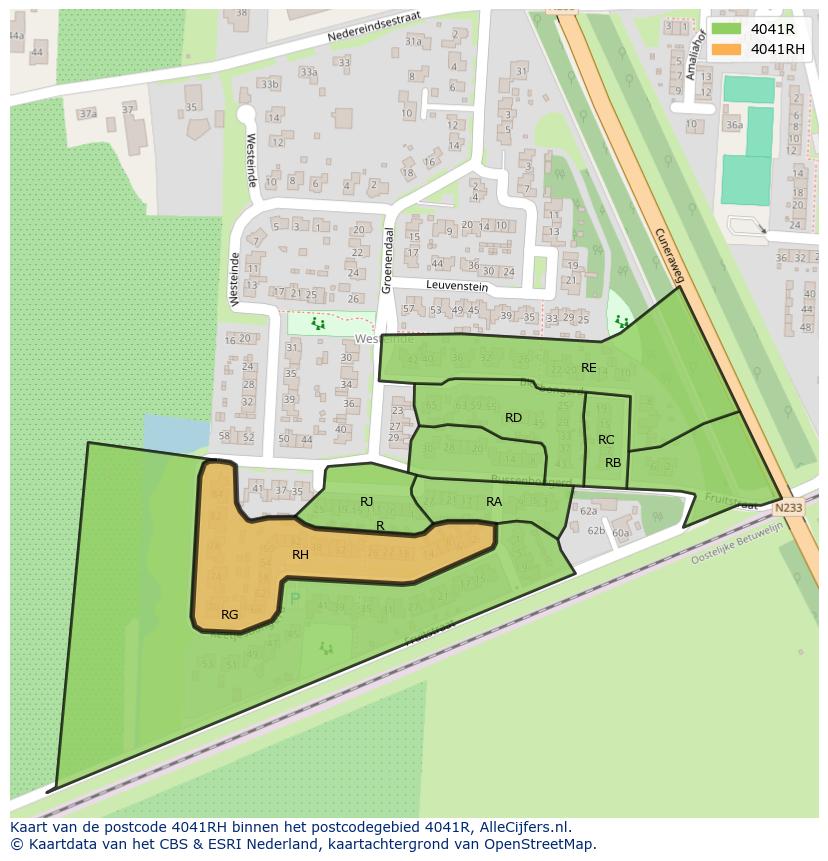 Afbeelding van het postcodegebied 4041 RH op de kaart.