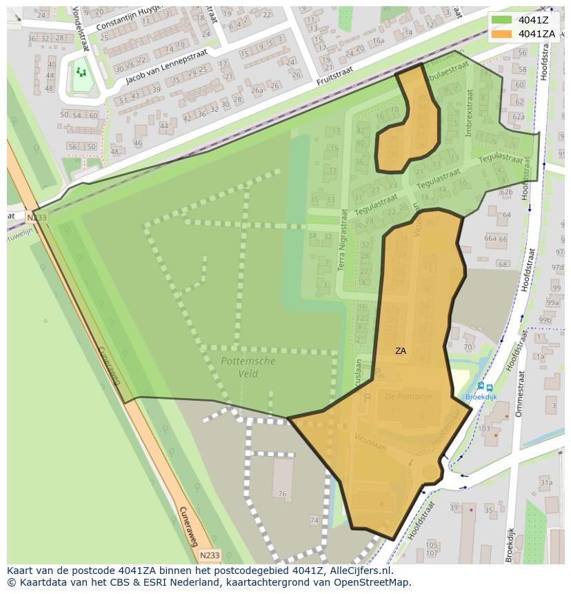 Afbeelding van het postcodegebied 4041 ZA op de kaart.