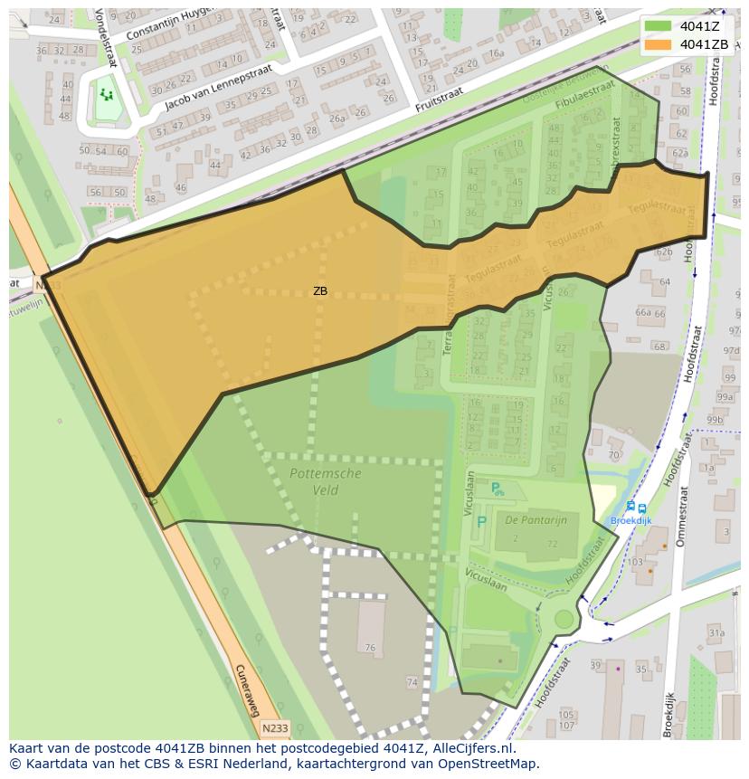 Afbeelding van het postcodegebied 4041 ZB op de kaart.